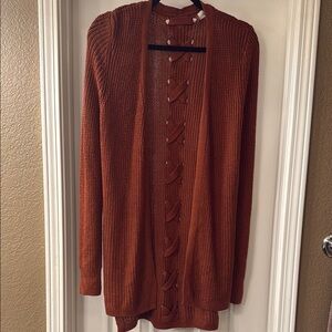 Rust Open-Front Cardigan